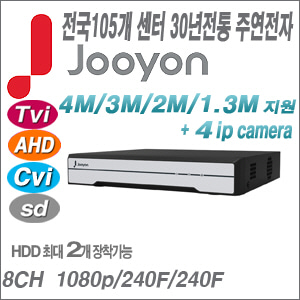 [DVR-8CH][유명한 주연전자 정품] JHD-4M08-K2 [Cvi AHD Tvi +4IP 전국출장AS]
