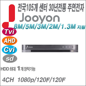 [DVR-8CH][유명한 주연전자 정품] JHD-S8M04-T1 [Cvi AHD Tvi +8IP +4오디오 전국출장AS]